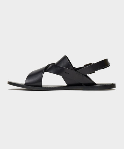 Todd Snyder Tuscan Leather Crossover Backstrap Sandal - Black
