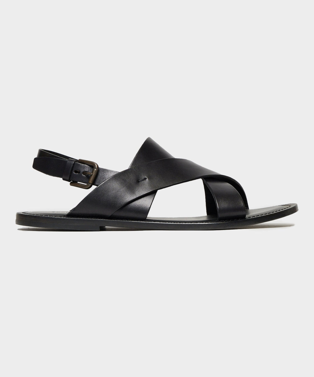 Todd Snyder Tuscan Leather Crossover Backstrap Sandal - Black