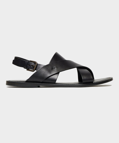 Todd Snyder Tuscan Leather Crossover Backstrap Sandal - Black