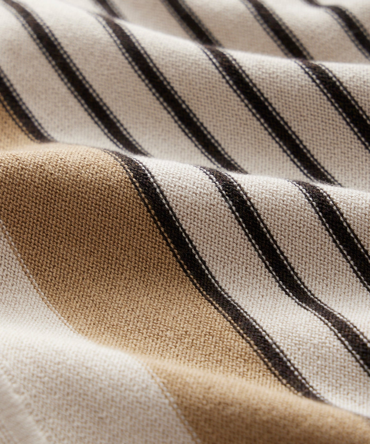 Todd Snyder Silk-Cotton Striped Full-Placket Sweater Polo - Bisque